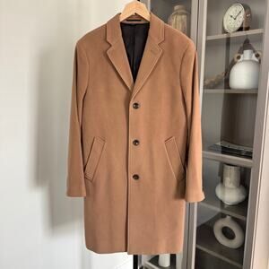 J. Crew Ludlow Wool Cashmere Tan Topcoat 39R Brown Long Overcoat Single Breasted